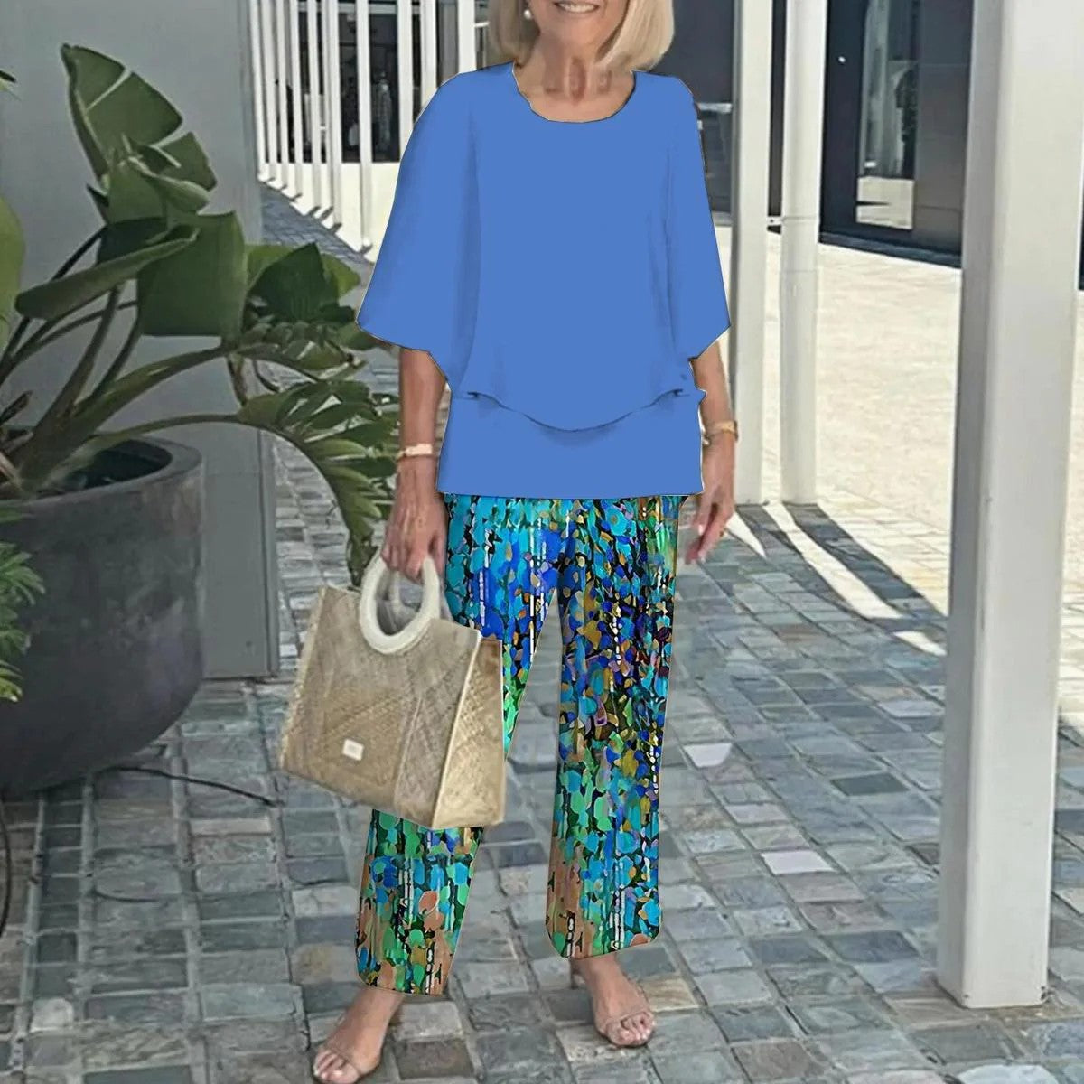💃2025 Hot Sale 50% Off🔥Women’s Printed Pants and Crew Neck Top Set