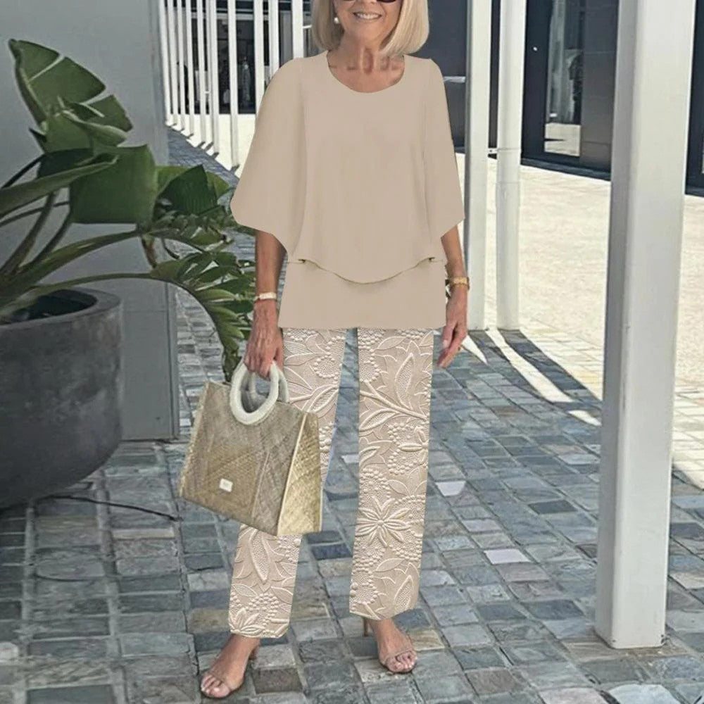 💃2025 Hot Sale 50% Off🔥Women’s Printed Pants and Crew Neck Top Set