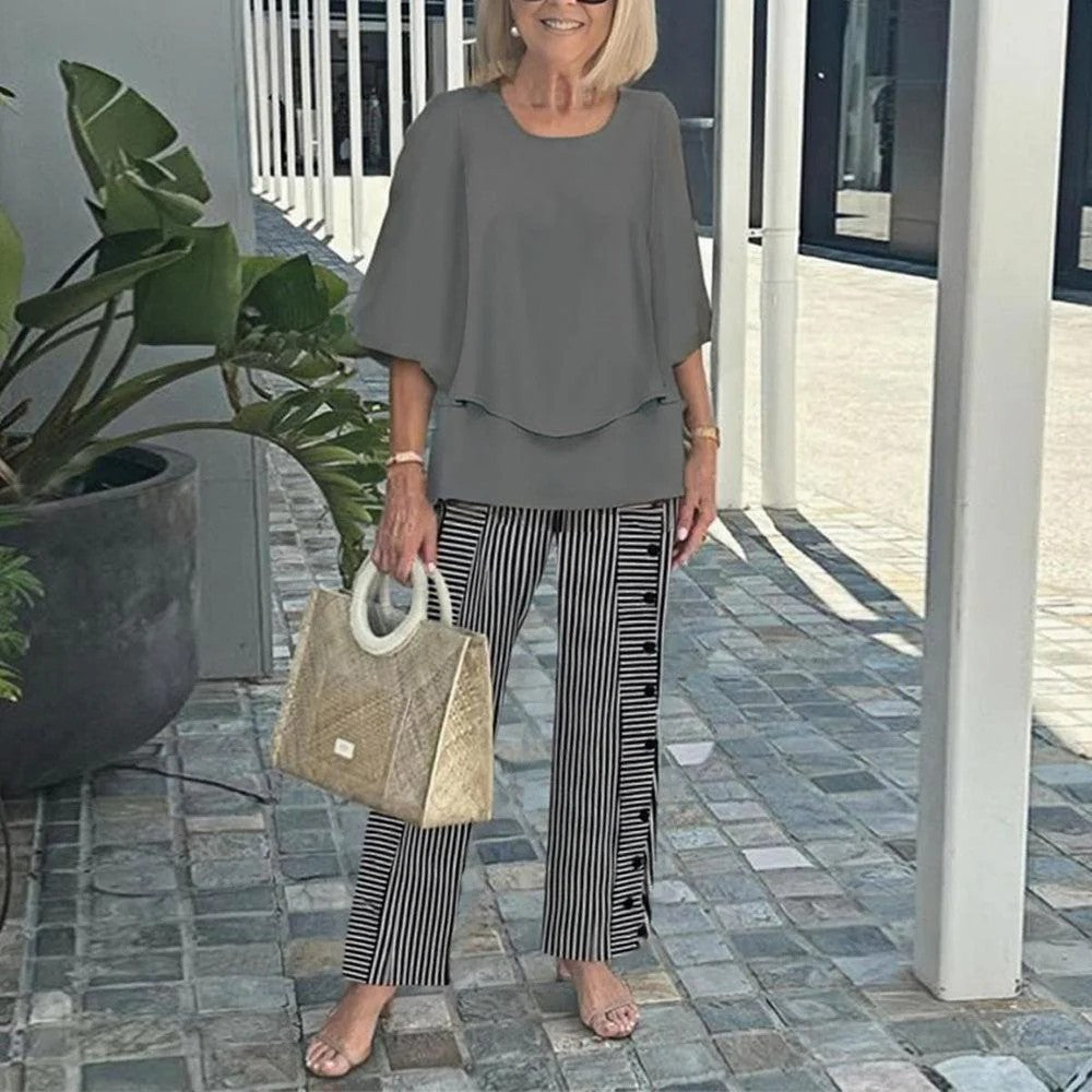 💃2025 Hot Sale 50% Off🔥Women’s Printed Pants and Crew Neck Top Set