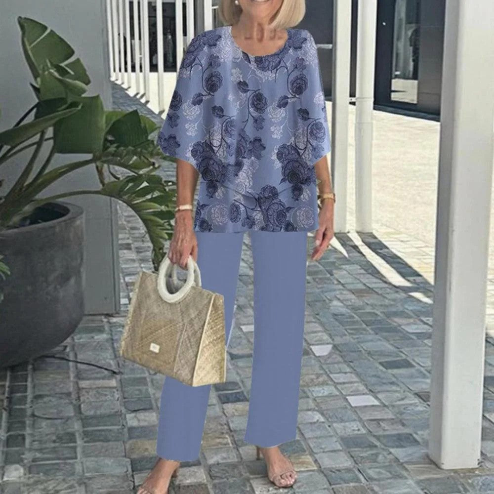 💃2025 Hot Sale 50% Off🔥Women’s Printed Pants and Crew Neck Top Set