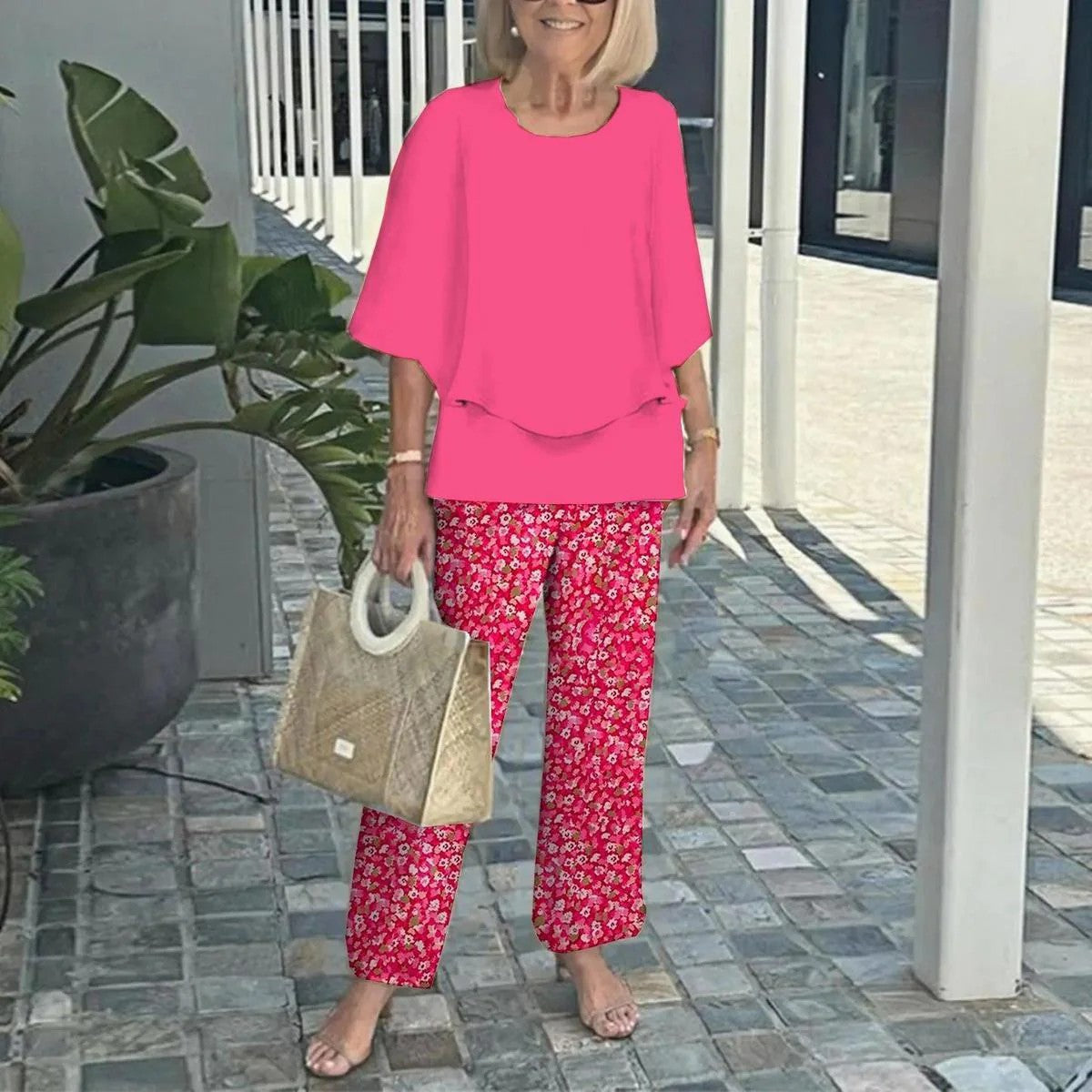 💃2025 Hot Sale 50% Off🔥Women’s Printed Pants and Crew Neck Top Set
