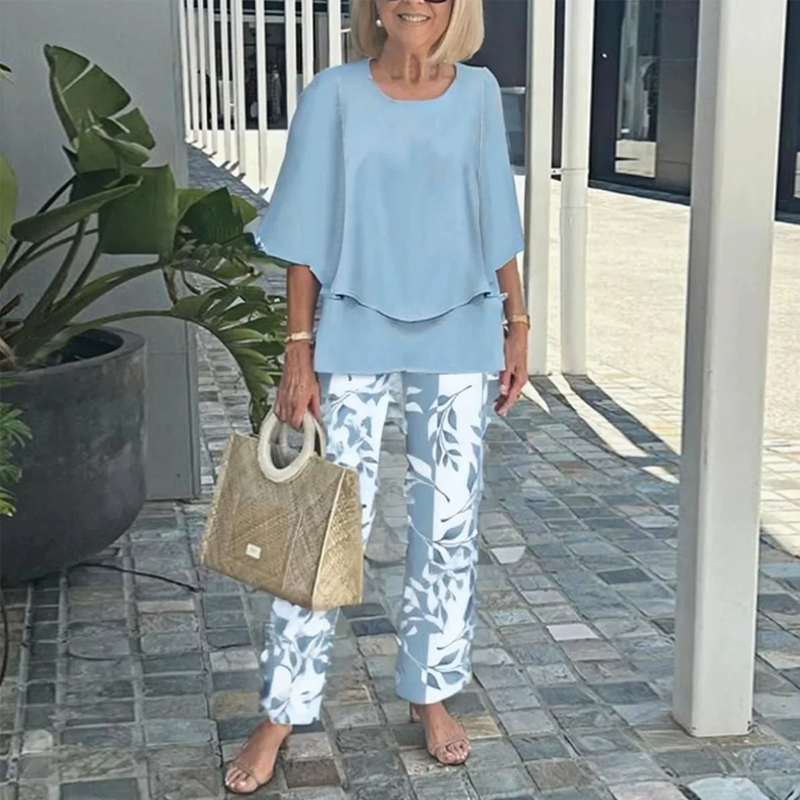 💃2025 Hot Sale 50% Off🔥Women’s Printed Pants and Crew Neck Top Set