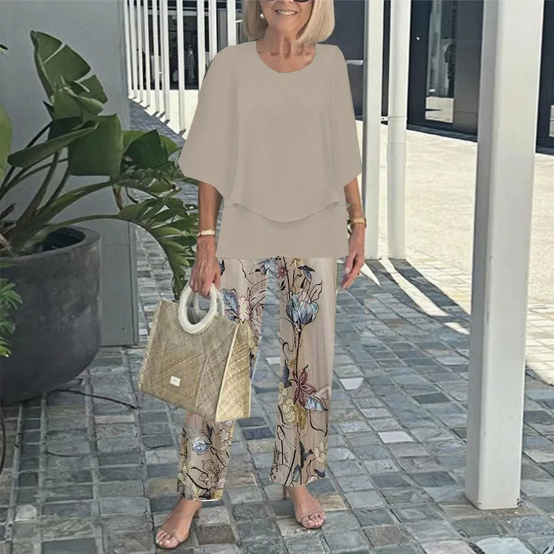 💃2025 Hot Sale 50% Off🔥Women’s Printed Pants and Crew Neck Top Set