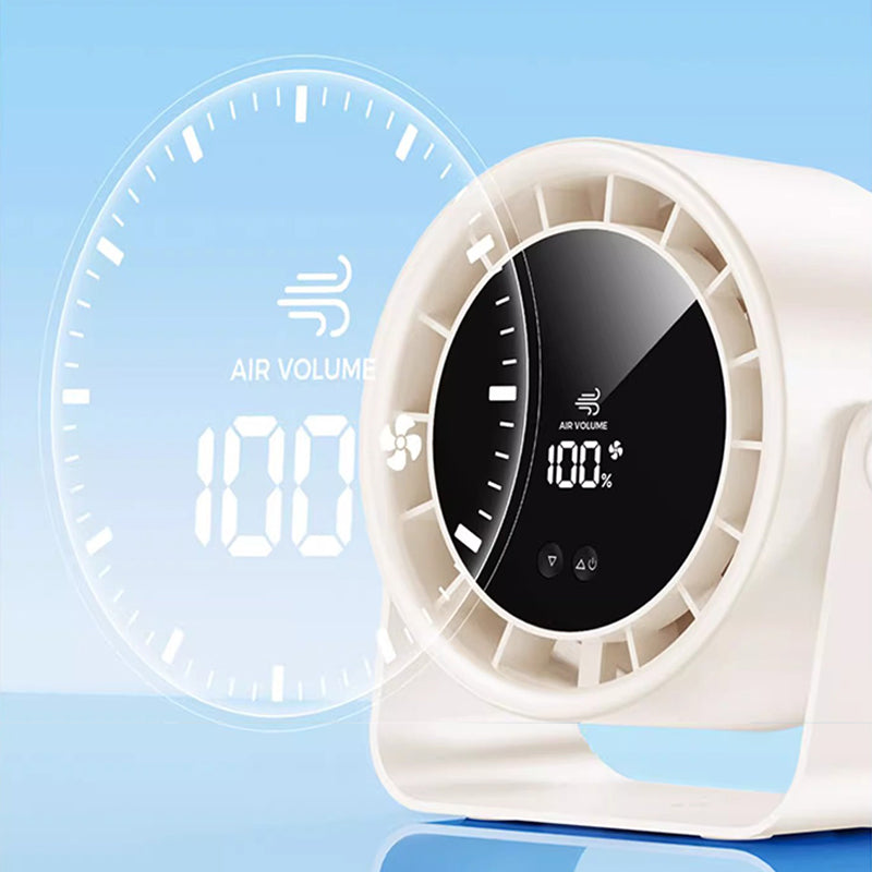 100-Speed Mini Silent Desk Fan with Digital Display