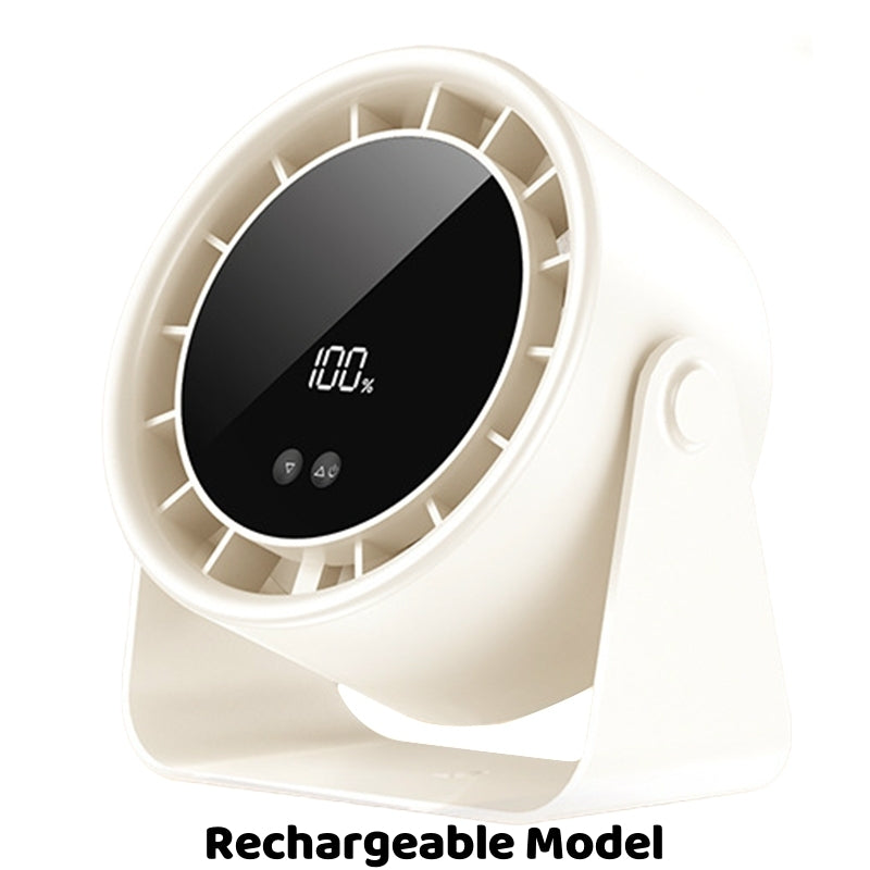 100-Speed Mini Silent Desk Fan with Digital Display