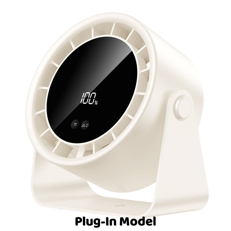 100-Speed Mini Silent Desk Fan with Digital Display