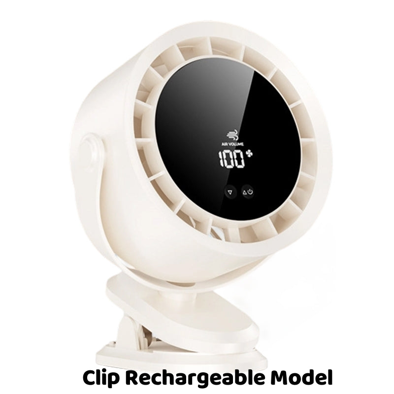 100-Speed Mini Silent Desk Fan with Digital Display