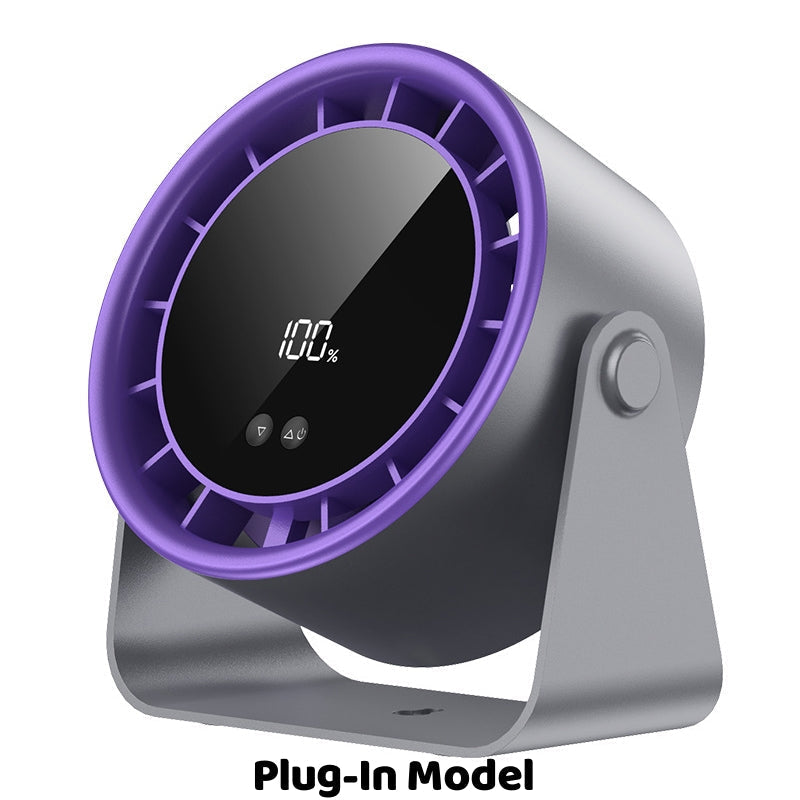 100-Speed Mini Silent Desk Fan with Digital Display