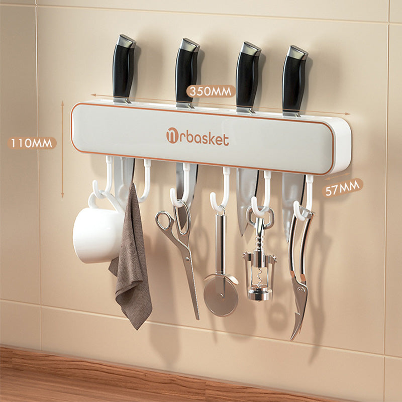 Multifunctional Wall-Mounted Knife Holder with Hooks
