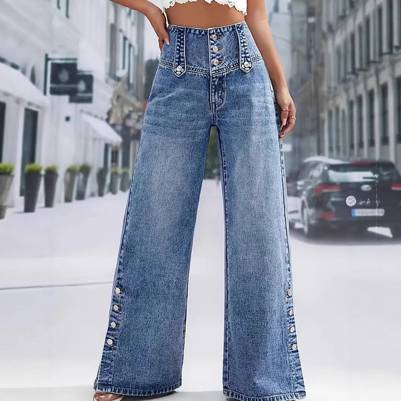 ๐ฅณ2026 HOT SALE๐ฅณ๐50K+ SOLD!๐ตโ๏ธ 50% OFF! High-Waist Wide-Leg Jeans โ Gentle tummy control, easy pull-on style! Side slits let the breeze in, keep you cool. Flattering fit for everyday wear. ๐ธ๐