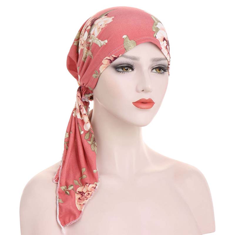 👒 LIMITED-TIME 50% OFF! ✨ Women's Floral Print Pre-Tied Head Scarf Turban – Soft, Elastic, Versatile 🌸
