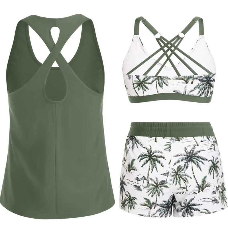 🔥2026 Hot Sale 50% OFF✨⚡ 50K+ SOLD! 🎁Women's 3-Piece Swimsuit Tankini Set with Shorts👙
