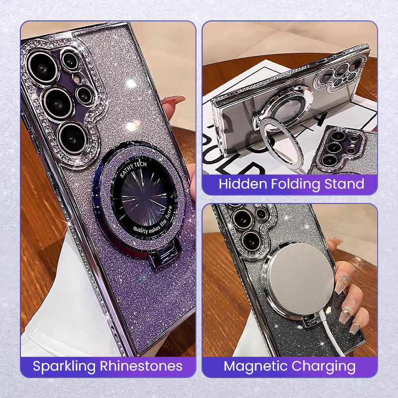Dazzling Folding Bracket That Sparkles Case Cover for Samsung S Series