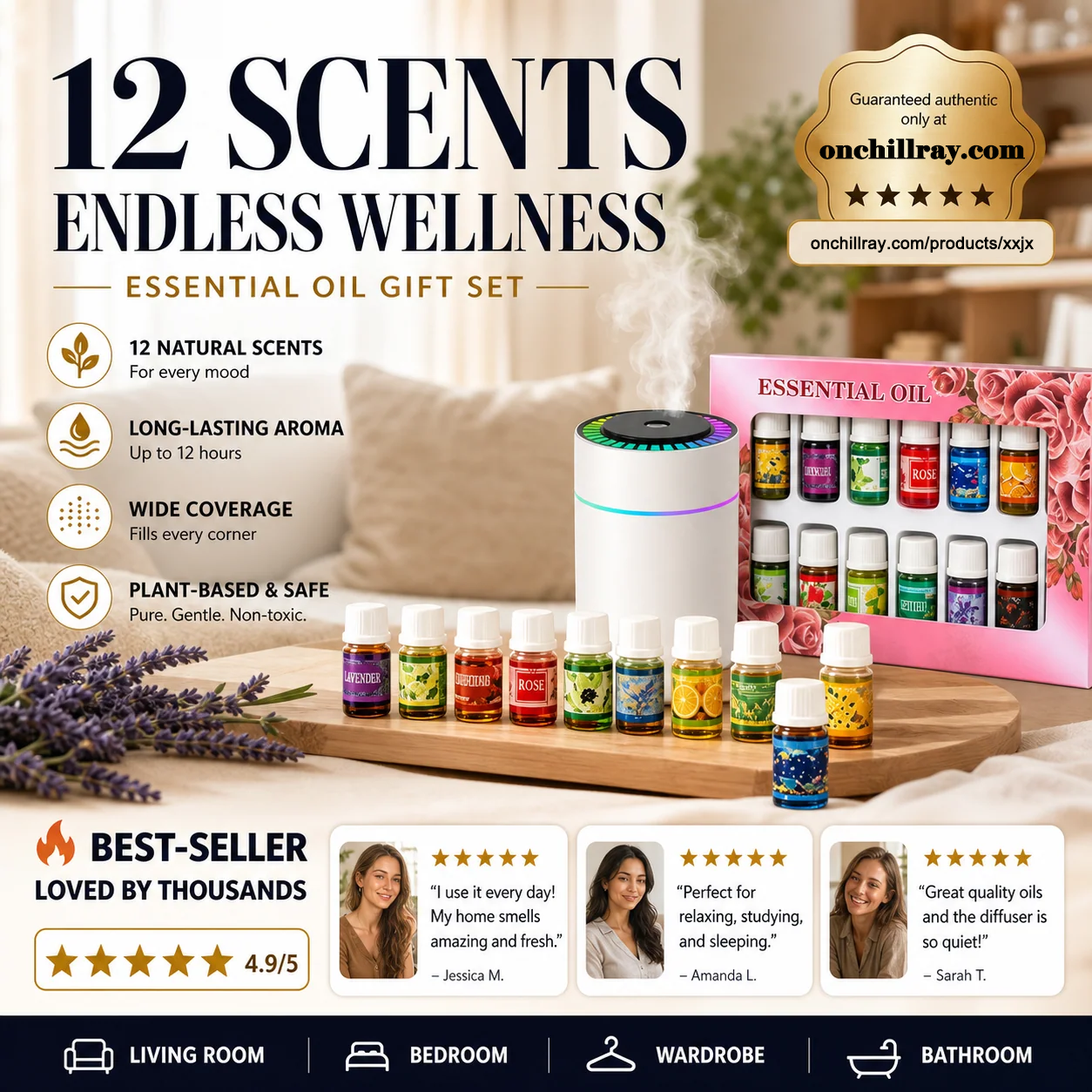 🔥🌷LAST DAY SALE 50% OFF– ONLY ￡6.99!!⚡50K+ SOLD💕12-Pack Water Soluble Essential Oils Set🎁🌺The fresh scent lifts your mood！！