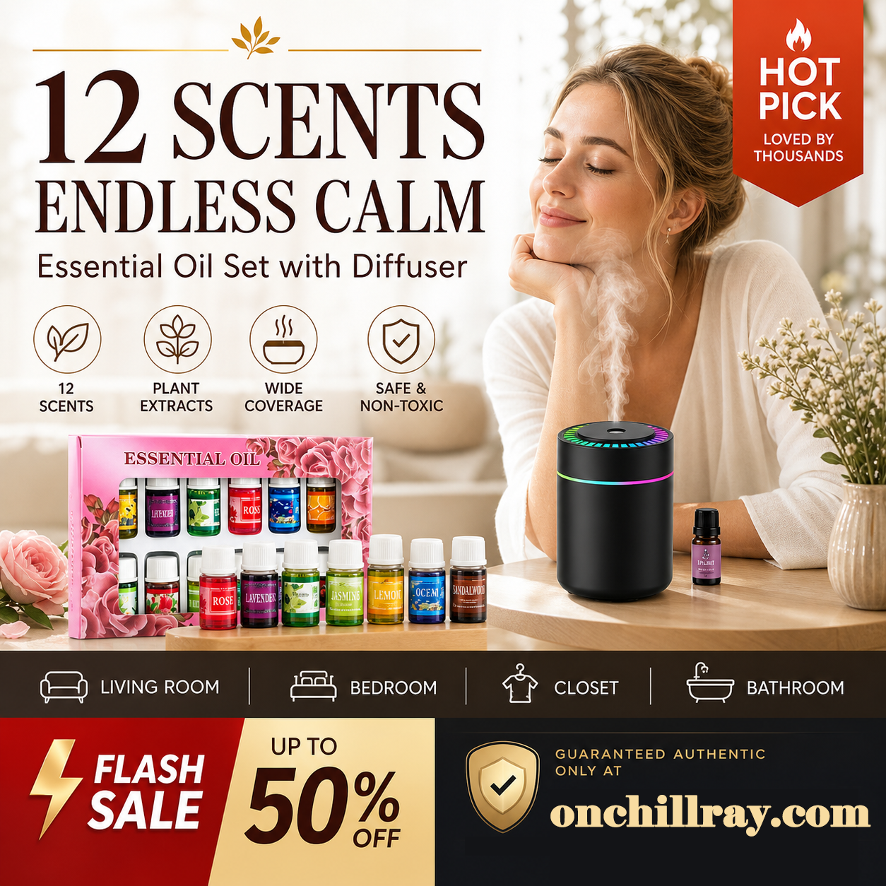 🔥🌷LAST DAY SALE 50% OFF– ONLY ￡6.99!!⚡50K+ SOLD💕12-Pack Water Soluble Essential Oils Set🎁🌺The fresh scent lifts your mood！！