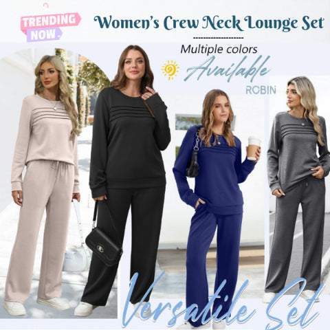 🥳2026 HOT SALE🥳💞60K+ SOLD!✨Women's Crew Neck Top & Drawstring Pants Set3