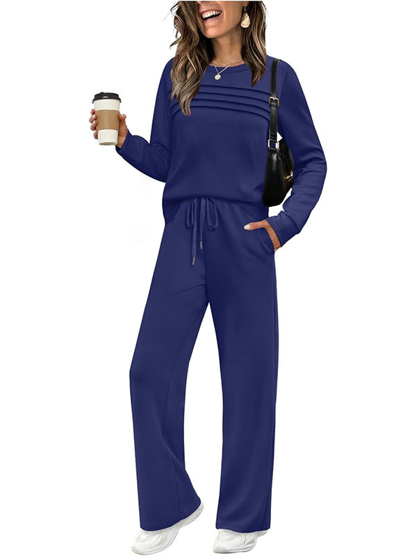 🥳2026 HOT SALE🥳💞60K+ SOLD!✨Women's Crew Neck Top & Drawstring Pants Set3