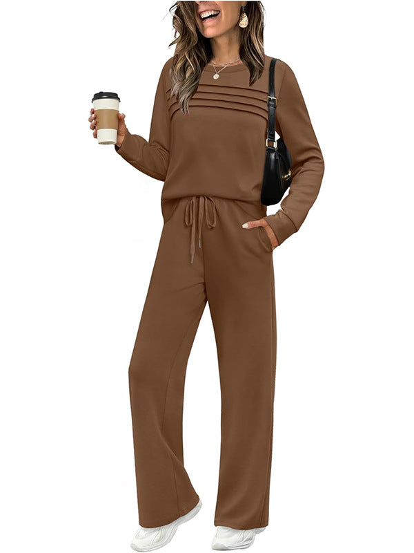 🥳2026 HOT SALE🥳💞60K+ SOLD!✨Women's Crew Neck Top & Drawstring Pants Set3