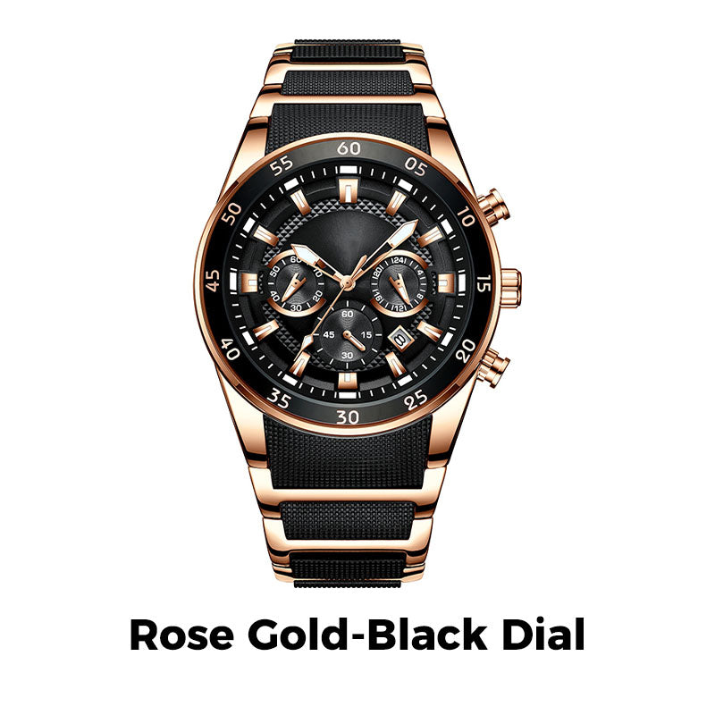 ⌚ LIMITED TIME 50% OFF! 💧 Men’s Waterproof Multifunctional Quartz Watch – Chronograph, Luminous, Stainless Steel ⏱️