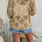 💐Spring Day Sale ⚡50K+ SOLD!✨Womens Bohemian-Inspired Beige Crochet Top with V-Neck