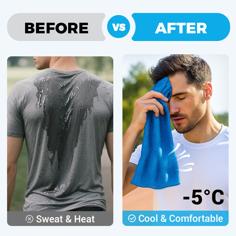 ⏰Summer Sale Buy 1 Get 1 Free❄💦Cold Sweat Towel You Can Use Anywhere, Anytime! Reusable Soft Absorbent Cooling Portable– UK Ready!