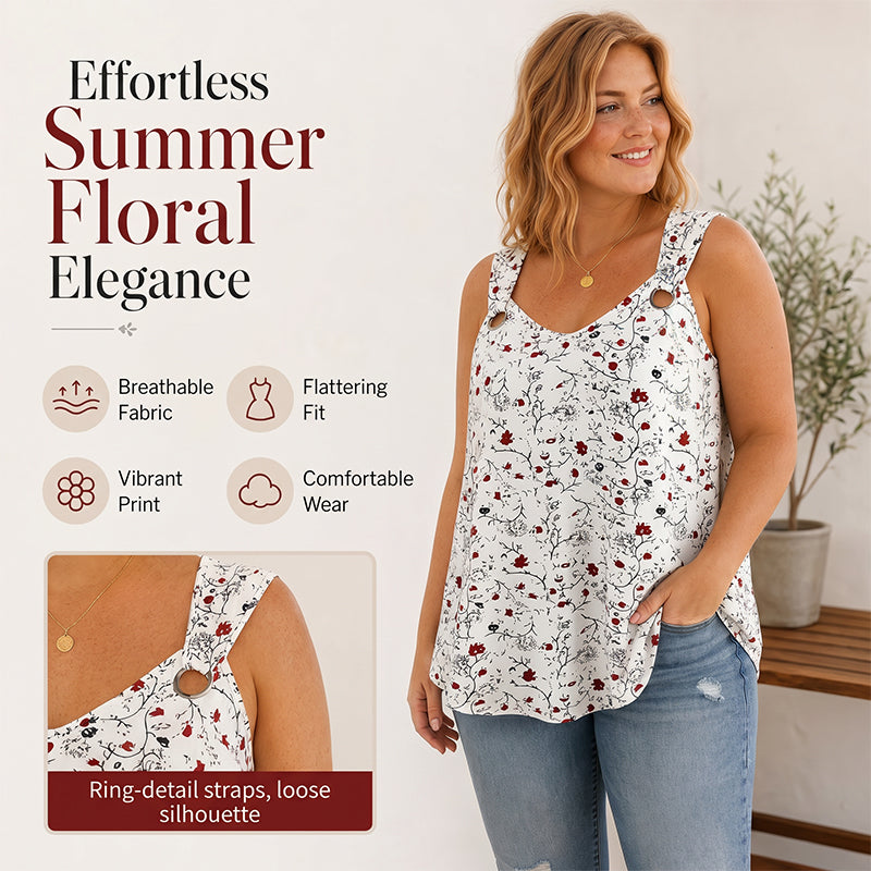 👚 50% OFF NOW! 🌸 Women's Summer Floral Print Sleeveless Tank Top Plus Size