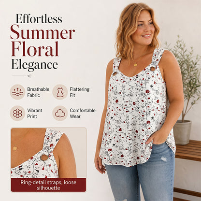 👚 50% OFF NOW! 🌸 Women's Summer Floral Print Sleeveless Tank Top Plus Size