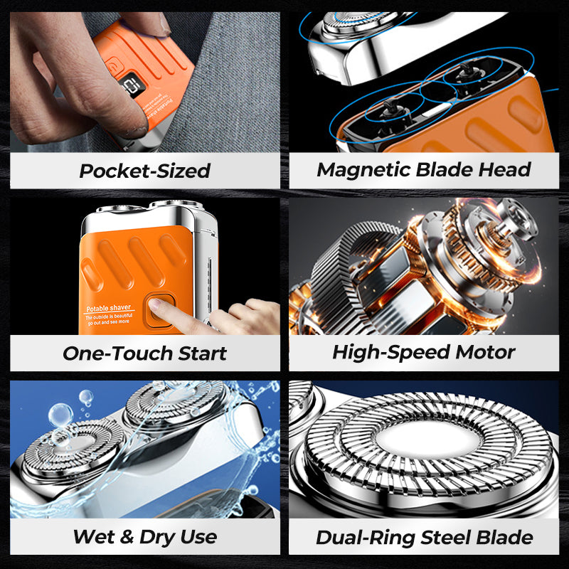 Portable Rotary Dual Ring Electric Shaver