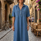 👗 50% OFF NOW! 👖 Casual Pocket Denim Midi Shirt Dress – Soft denim & relaxed fit – Functional pockets, perfect for everyday casual – comfortable and versatile ✨🌸