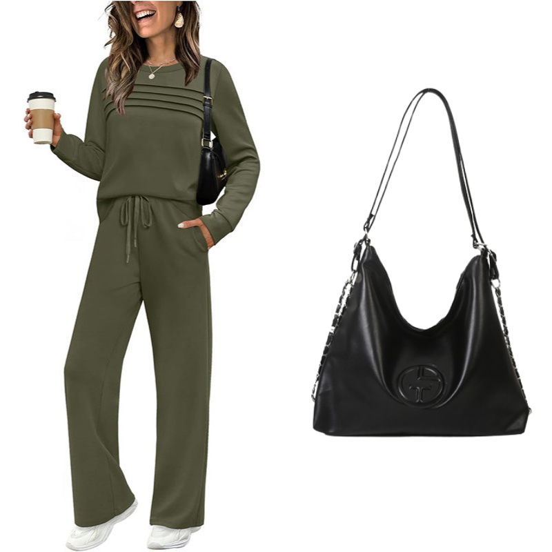 🥳2026 HOT SALE🥳💞60K+ SOLD!✨Women's Crew Neck Top & Drawstring Pants Set3