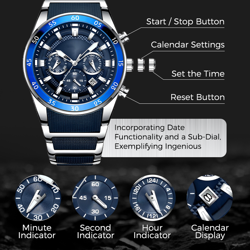 ⌚ LIMITED TIME 50% OFF! 💧 Men’s Waterproof Multifunctional Quartz Watch – Chronograph, Luminous, Stainless Steel ⏱️