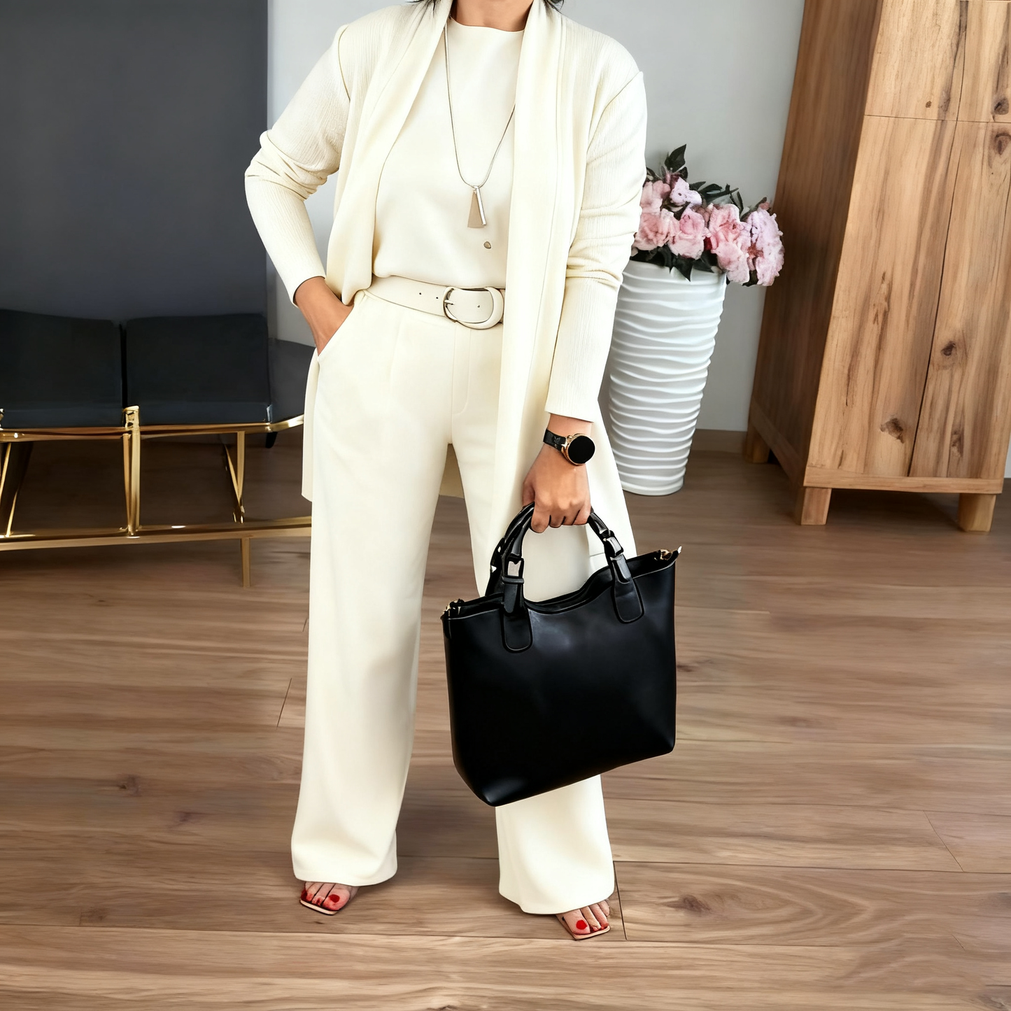 💥Christmas Sale 50% Off💥Elegant Longline Cardigan & Top & Pants 3-Pieces Set