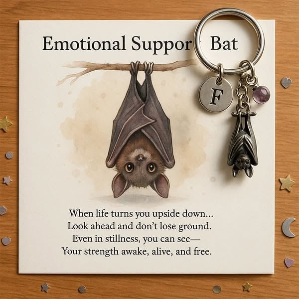🎅Christmas Gift Idea ￡7.99!!🎁🦇Emotional Support Bat Inspirational Keychain