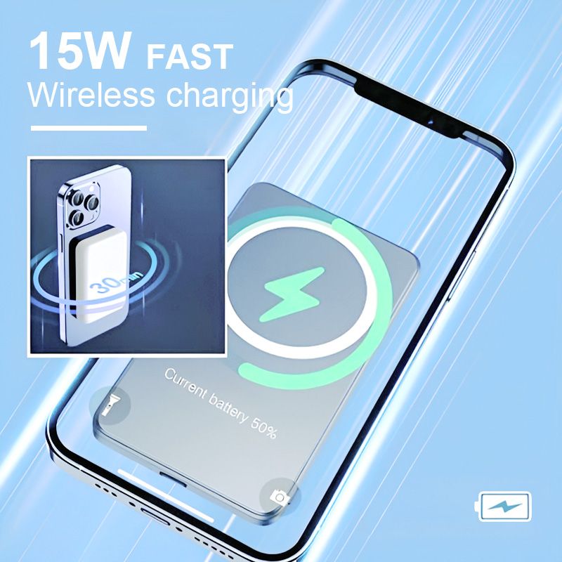 🔥Hot Sale 49% off🔥15W Fast Charge Portable Wireless Magnetic Power Bank