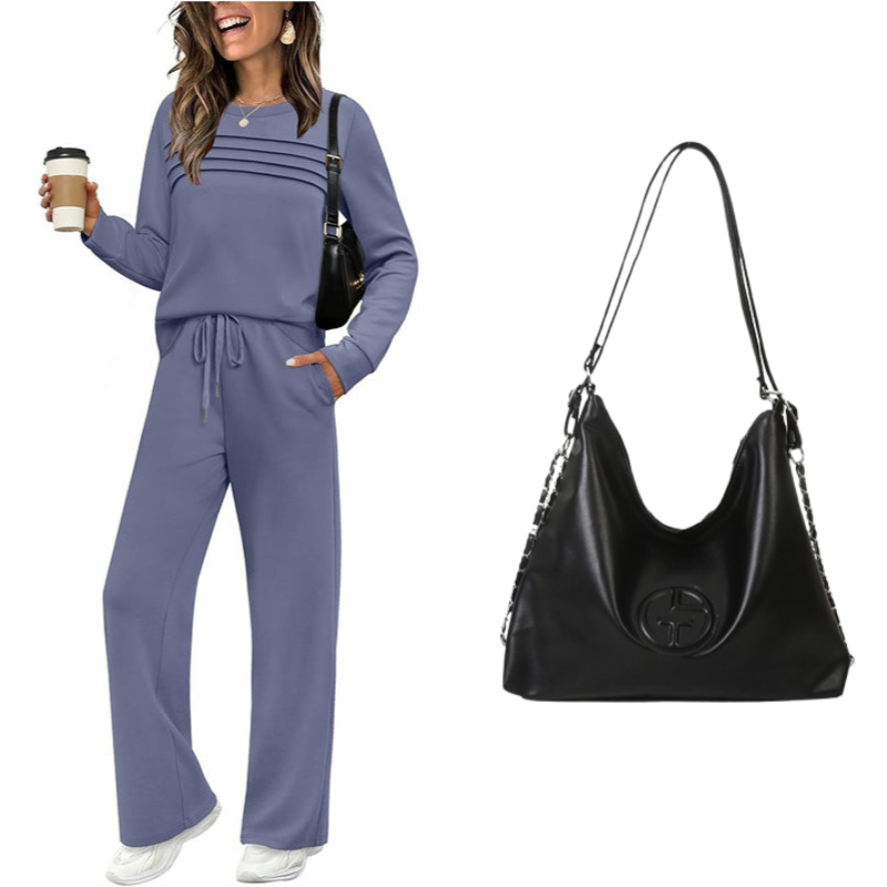 🥳2026 HOT SALE🥳💞60K+ SOLD!✨Women's Crew Neck Top & Drawstring Pants Set3