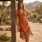 🤠 LIMITED-TIME 50% OFF! ✨ Retro Western Tassel Sleeveless Slim Dress – Fringe Hem, Front Zipper, Cowgirl Style 🌵