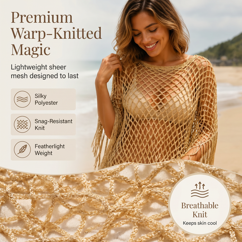 🏆 Last Day Special Price £9.99! 💐Summer Metallic Crochet Cover-Up – Lightweight, Flowy & Effortlessly Stylish summer outfit