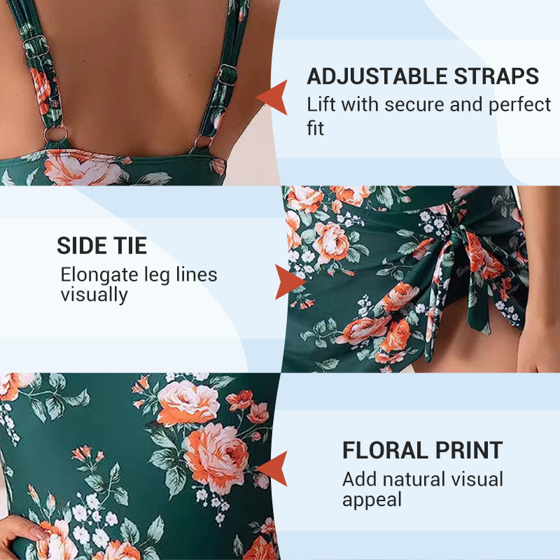 👙 50% OFF NOW!✨ Women's Tummy Control Tie Knot Swimsuit with Skirt – Full Coverage & Built-in Bra🌊