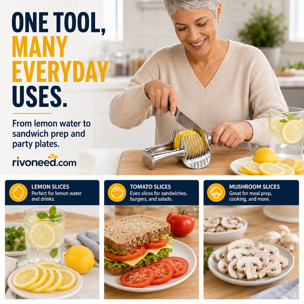 🍋50% OFF NOW! Creative Kitchen Slice Cutting Tool, Food‑Grade Aluminum Alloy Hand‑Held Slicer, Quick Slicing Holder for Lemon, Tomato, Onion & Soft Fruits Vegetables