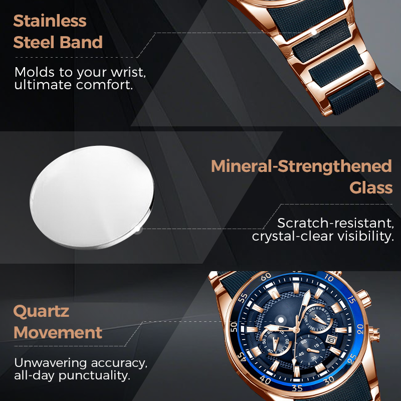 ⌚ LIMITED TIME 50% OFF! 💧 Men’s Waterproof Multifunctional Quartz Watch – Chronograph, Luminous, Stainless Steel ⏱️