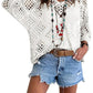 💐Spring Day Sale ⚡50K+ SOLD!✨Womens Bohemian-Inspired Beige Crochet Top with V-Neck