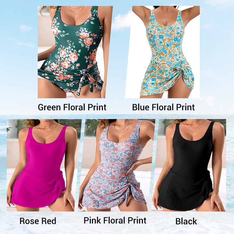 👙 50% OFF NOW!✨ Women's Tummy Control Tie Knot Swimsuit with Skirt – Full Coverage & Built-in Bra🌊