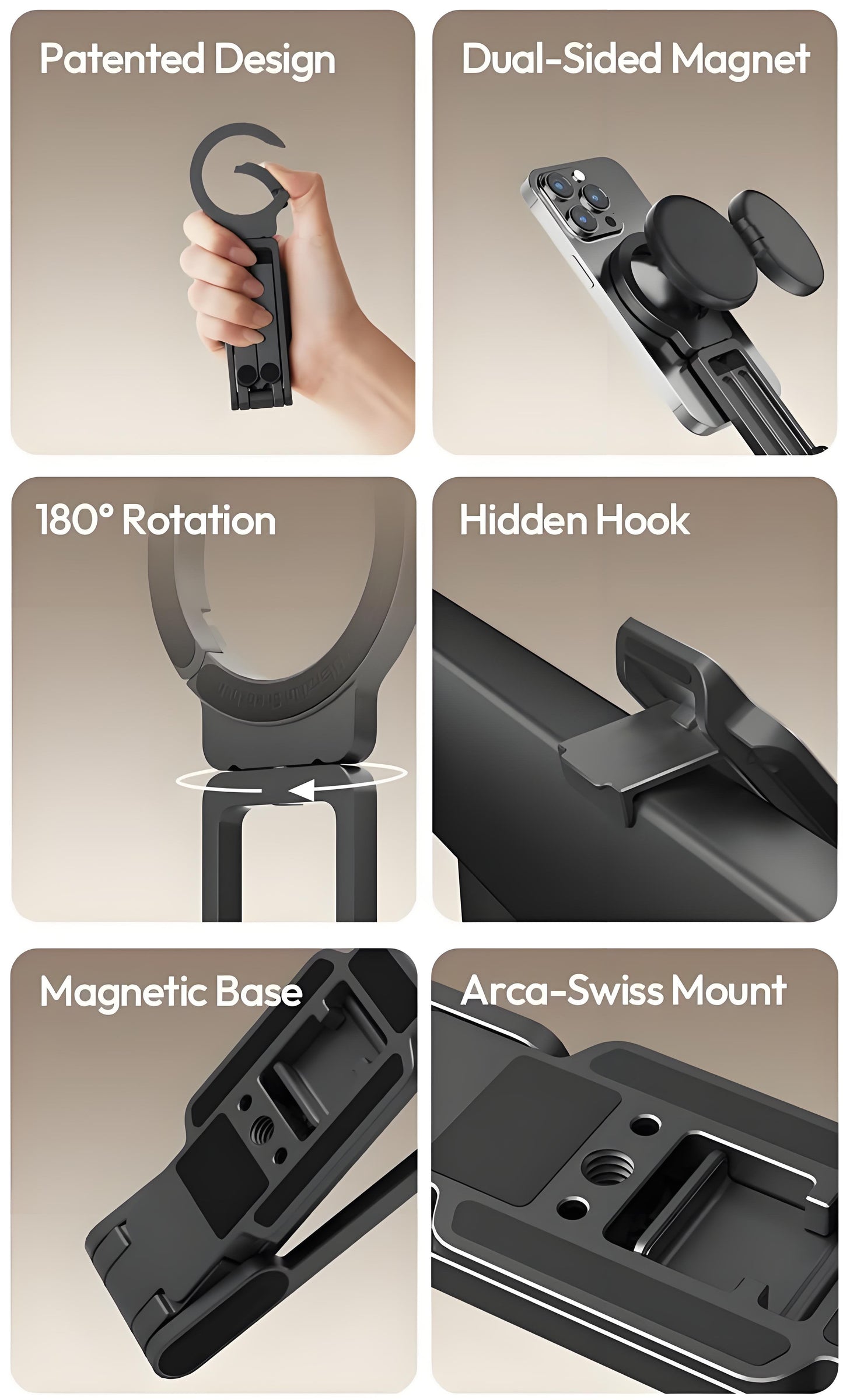 🔥HOT SALE 🔥Magnetic Climbing Buckle, Multi-Functional Portable Foldable Live Streaming Selfie Tripod