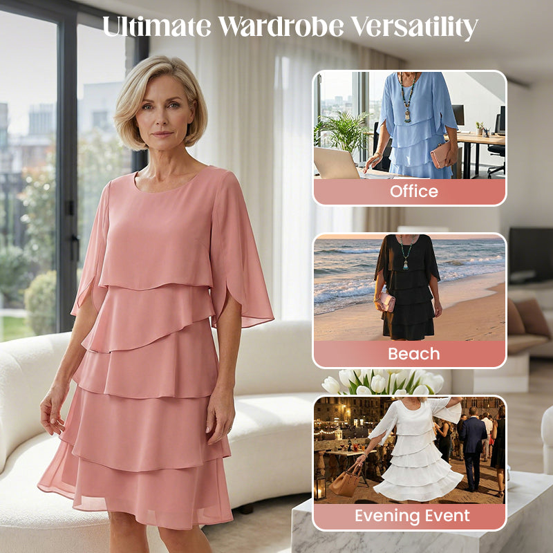 🌸Spring Sale 50% OFF🎁👗Women's Elegant Layered Ruffle Sleeve Dress – Effortless Style for Every Occasion💃