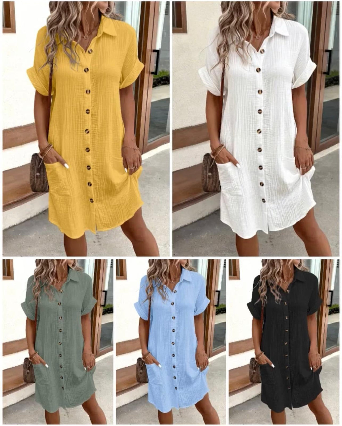 💥Limited Sale Only ￡11.99!!✨Short Sleeve Shirt Dress - Soft, Pocketed & Effortlessly Stylish💃