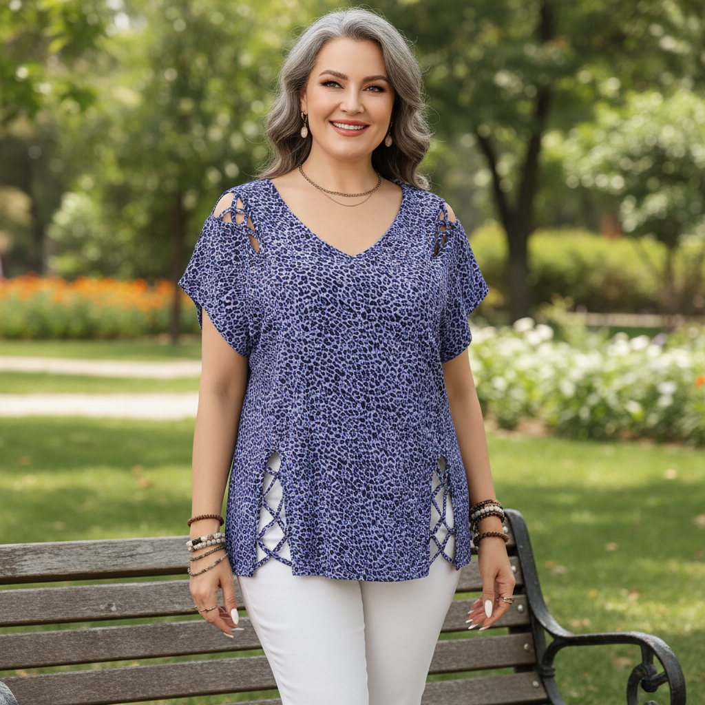 💃New Arrivals 57% OFF💞Women's T-shirt with leopard pattern, loose fit, V-neck