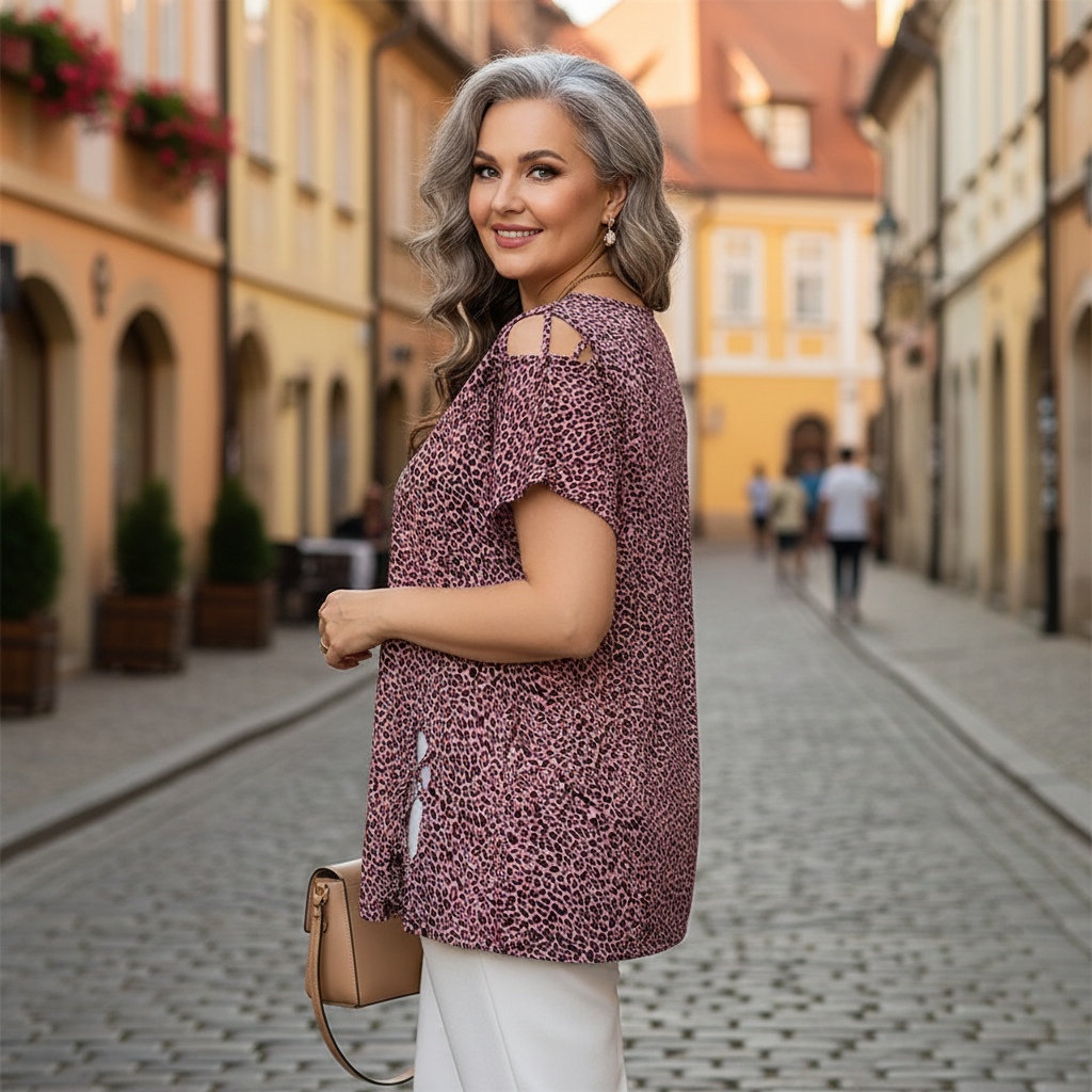 💃New Arrivals 57% OFF💞Women's T-shirt with leopard pattern, loose fit, V-neck