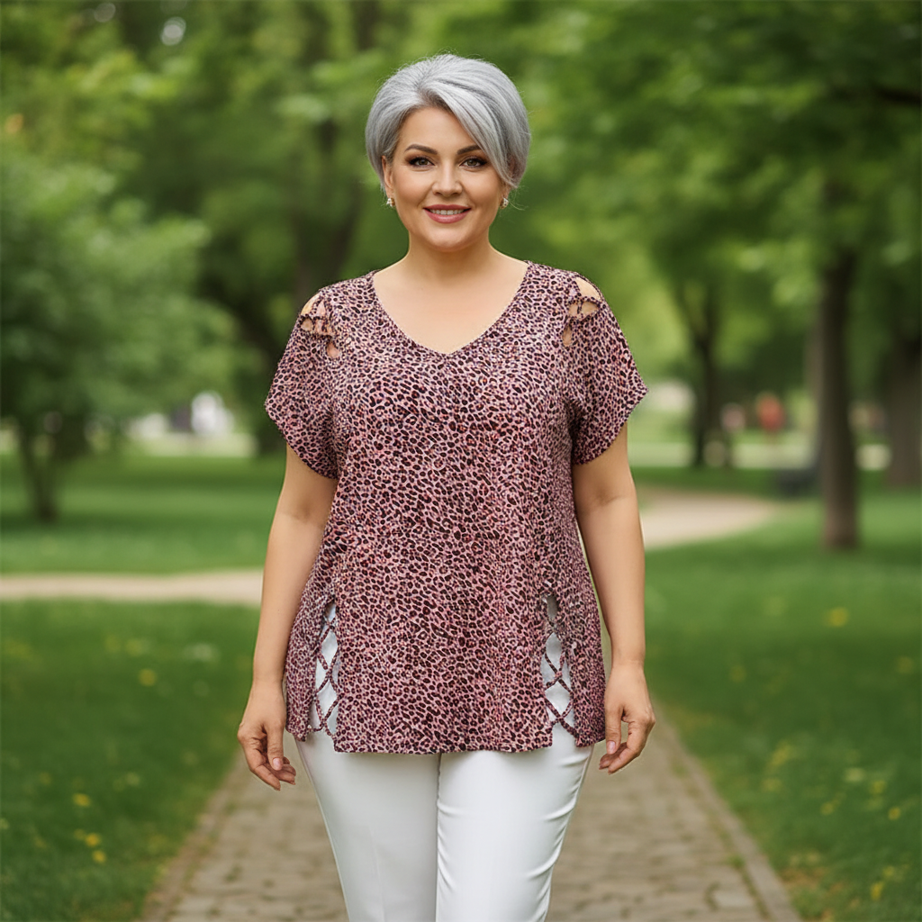 💃New Arrivals 57% OFF💞Women's T-shirt with leopard pattern, loose fit, V-neck