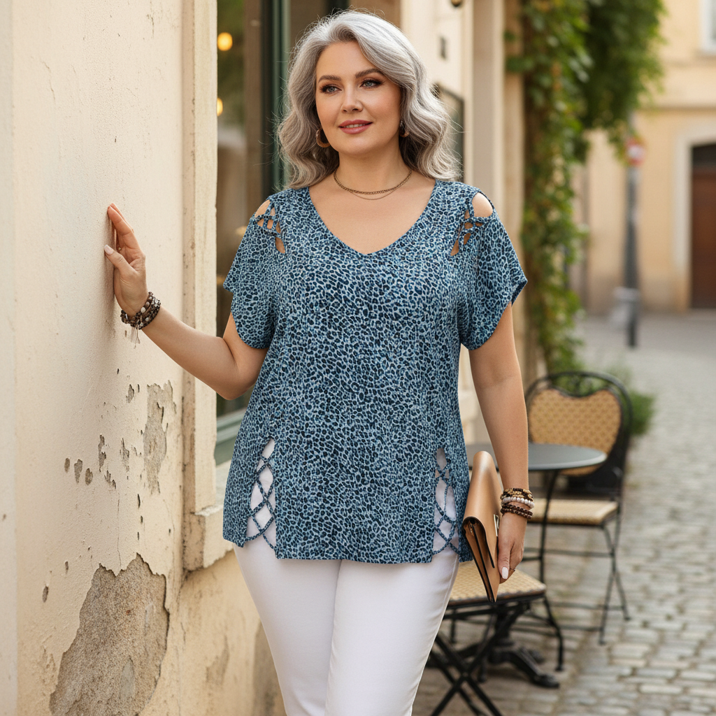 💃New Arrivals 57% OFF💞Women's T-shirt with leopard pattern, loose fit, V-neck