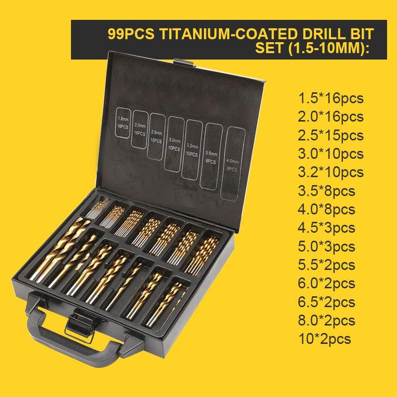 🔧 50% OFF NOW! ⚡ 99pcs Titanium Coated Drill Bit Set – High-efficiency, durable & versatile – Ideal for craftsmen & DIY projects 🛠️